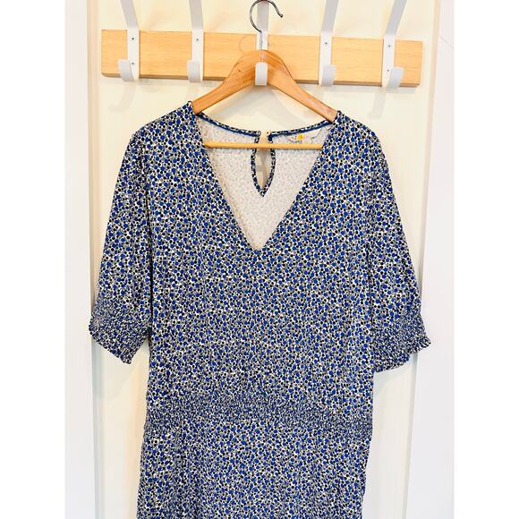 Boden Women's 20/22 Regular Blue Black Small Flowers Floral Jumpsuit Puff Sleeve - Picture 3 of 10